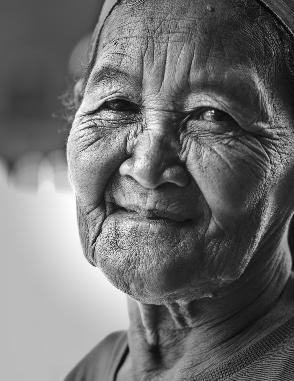 mother, old woman, tenderness, compassion, wrinkled face, smile, aged, elderly, mature, woman, portrait, adult, alone, black and white, mother, mother, mother, mother, mother, old woman, old woman